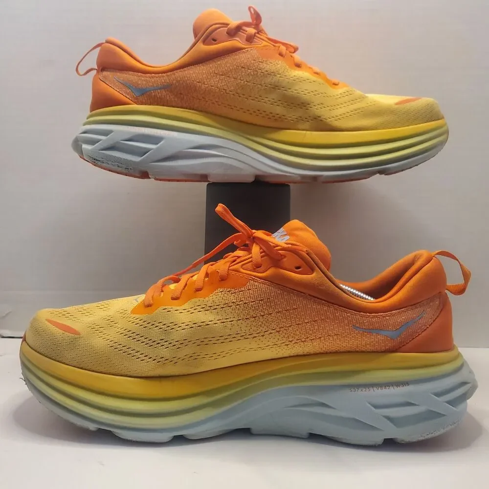 HOKA Bondi 8 Men’s 14 2E Wide Amber Yellow Running Shoes